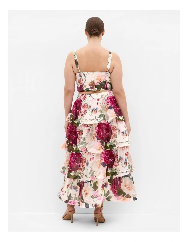 Bianka Botanical Print Crop Top in Cream image 2