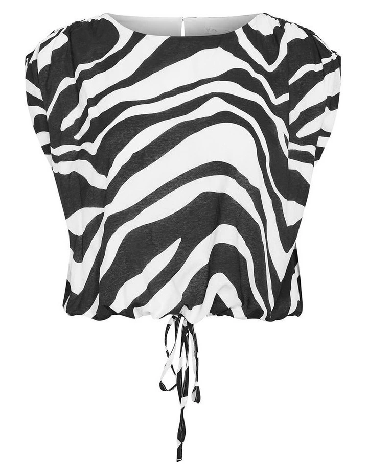 Chiara Abstract Print Top in Black image 3