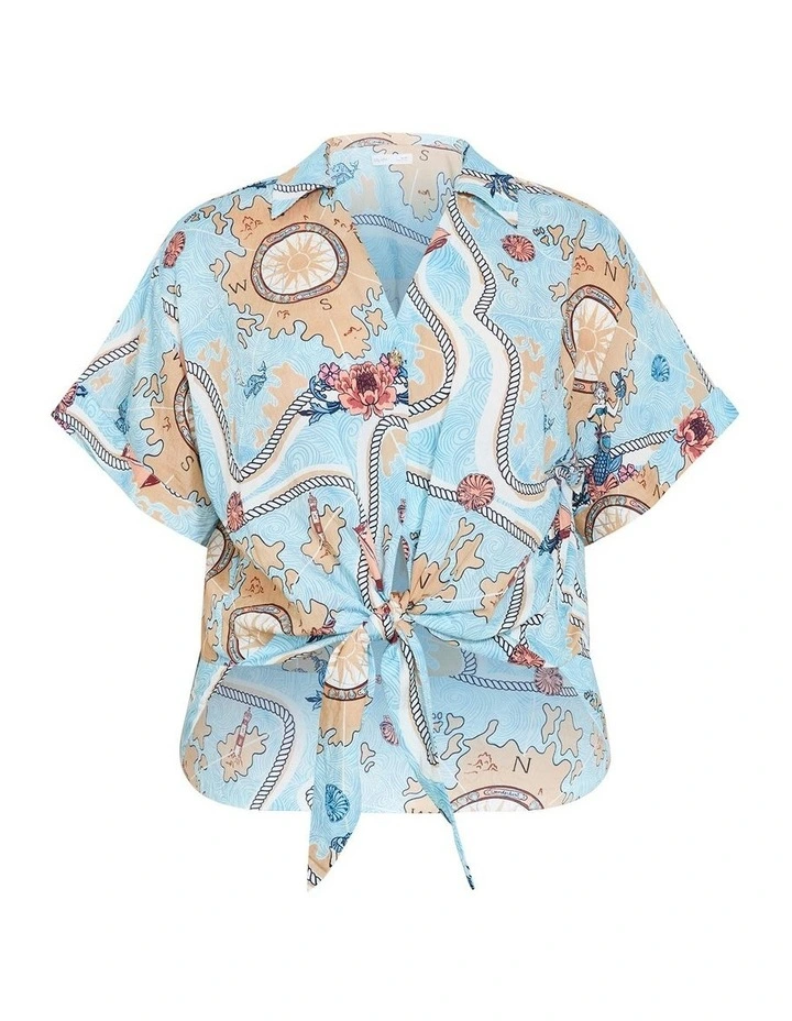 Postcard Voyage Print Shirt in Sky Blue image 3
