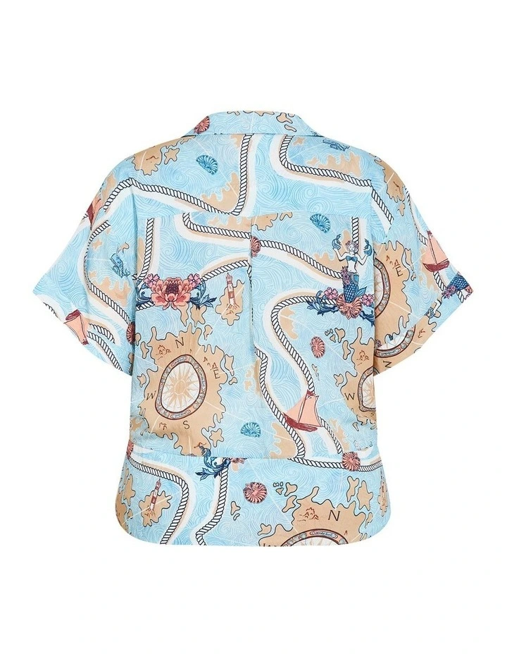 Postcard Voyage Print Shirt in Sky Blue image 4