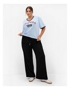 Oversized V Neck Tee in Light Blue