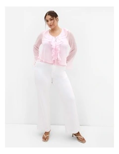 Luscious Sheer Ruffles Top in Pout