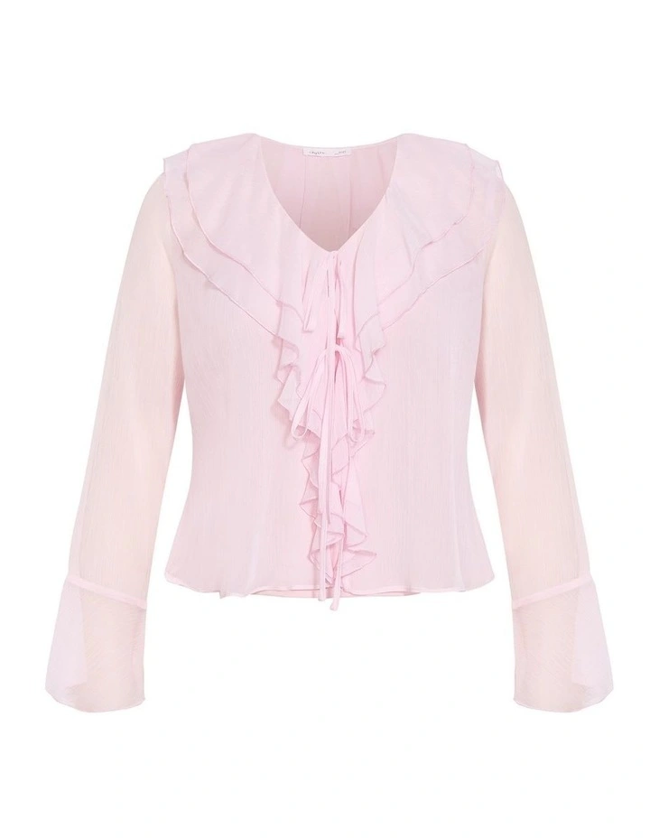 Luscious Sheer Ruffles Top in Pout image 3