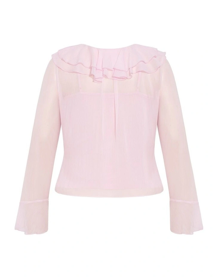 Luscious Sheer Ruffles Top in Pout image 4