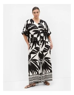 Oasis Print Wide Leg Pant in Black