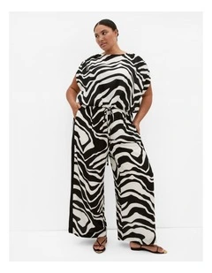 Chiara Abstract Print Wide Leg Pant in Black