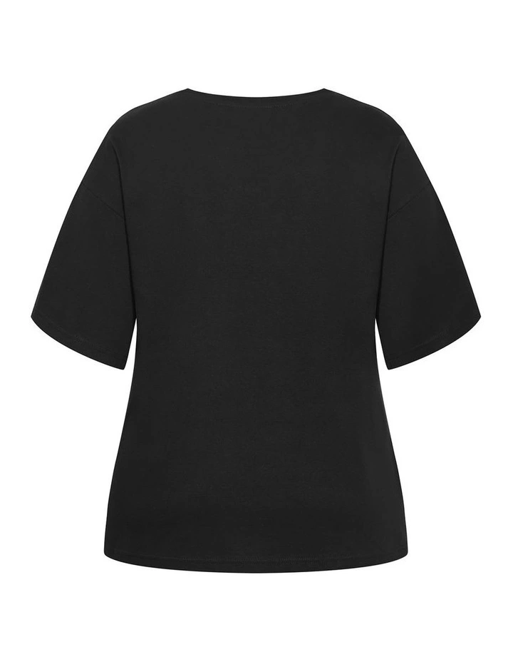 Oversized Rose Print Tee in Black image 4