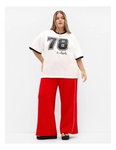 Oversized LA Print Tee in Ivory