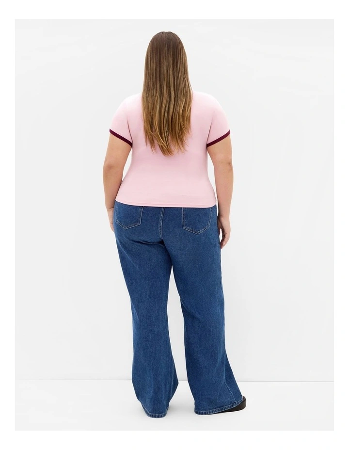 Micro Score Print Tee in Baby Pink image 2