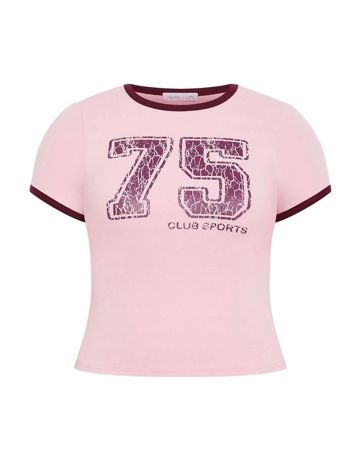 Micro Score Print Tee in Baby Pink image 3
