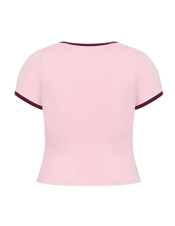 Micro Score Print Tee in Baby Pink image 4