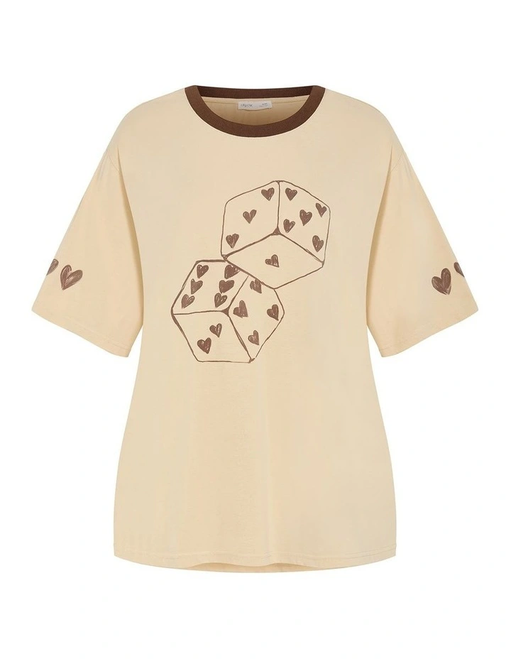 Roll The Dice Oversized Tee in Butter image 3