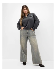 Bliss Half Zip Sweatshirt in Charcoal