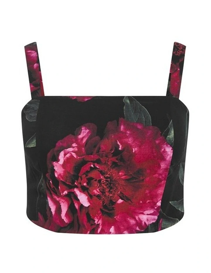 Bianka Bloom Print Crop Top in Black image 3