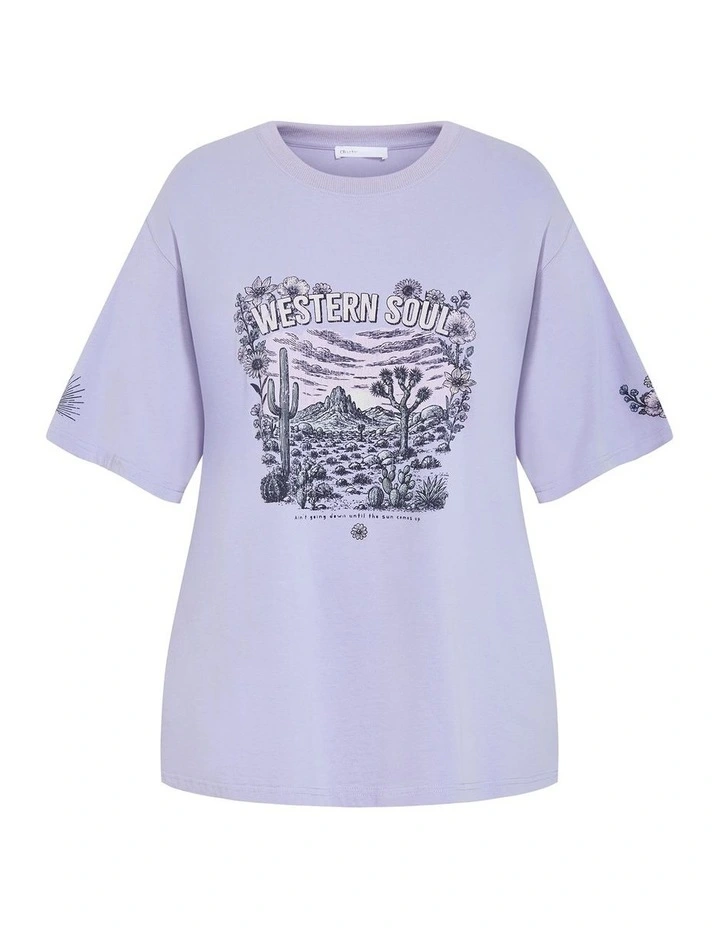 Western Soul Oversized Tee in Lilac image 3