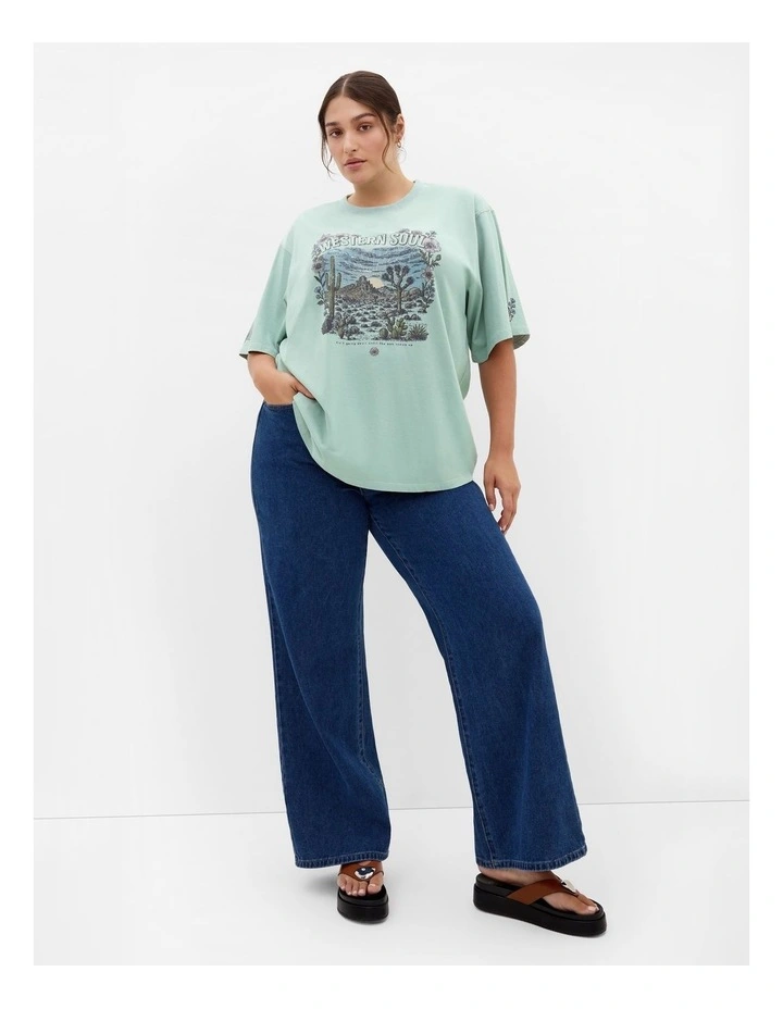 Western Soul Oversized Tee in Sage image 1