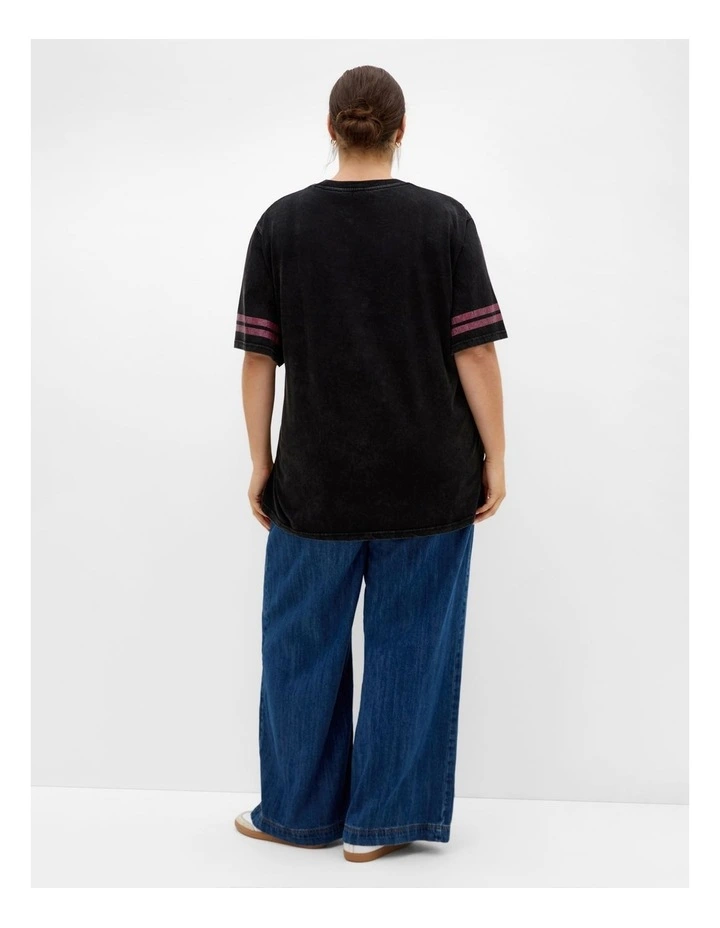 Oversized Tickets Tee in Black Acid Wash image 2