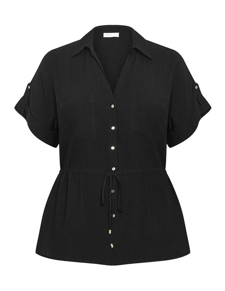 Aria Cinched Shirt in Black image 3