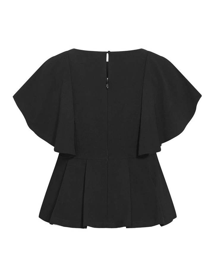 Cinched Peplum Top in Black image 4