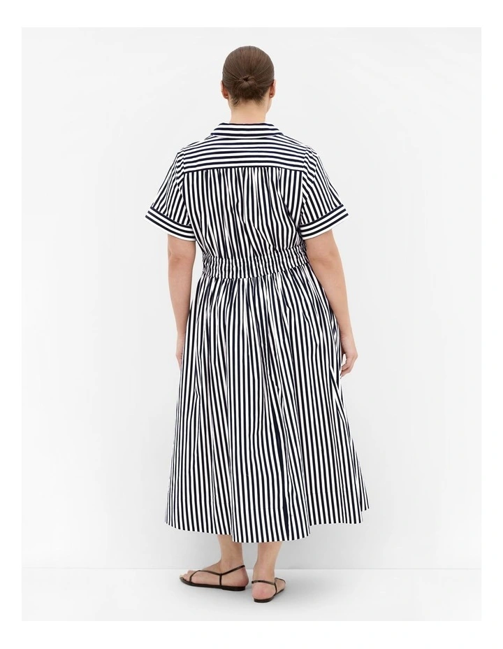 Ayla Stripe Shirt Dress in Navy image 2