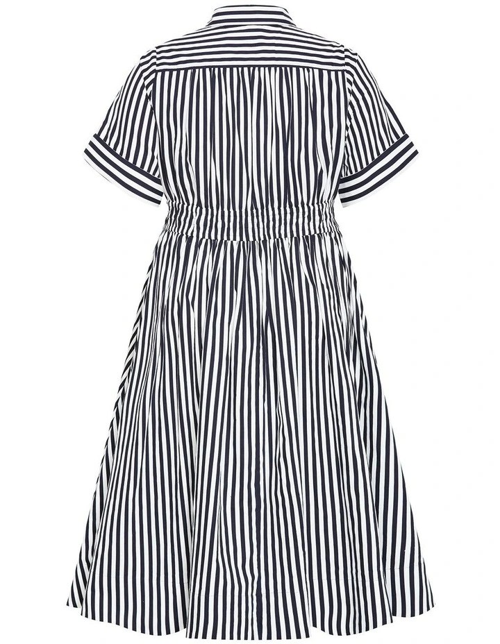 Ayla Stripe Shirt Dress in Navy image 4