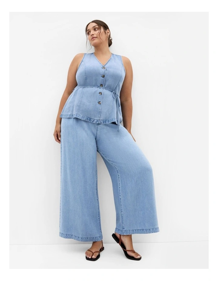 Evani Soft Denim Vest in Light Wash image 1