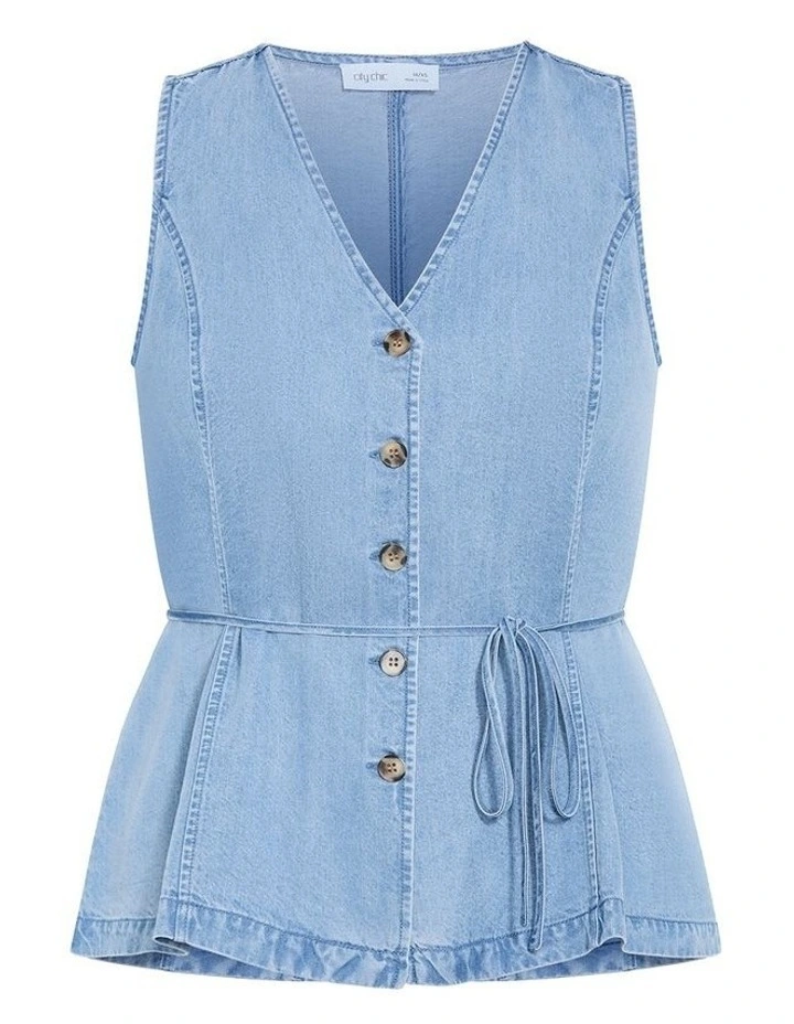 Evani Soft Denim Vest in Light Wash image 3
