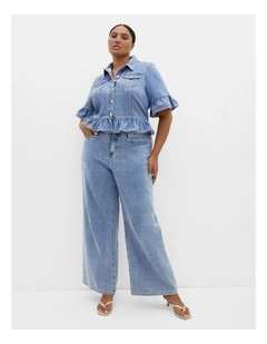 Florence Frill Denim Jacket in Light Wash