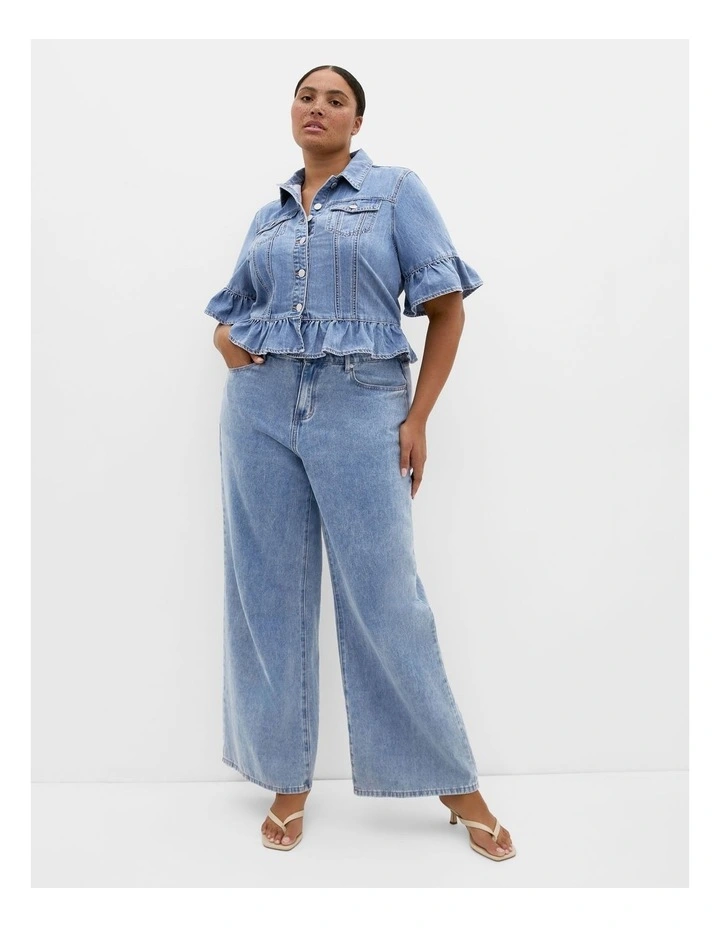 Florence Frill Denim Jacket in Light Wash image 1