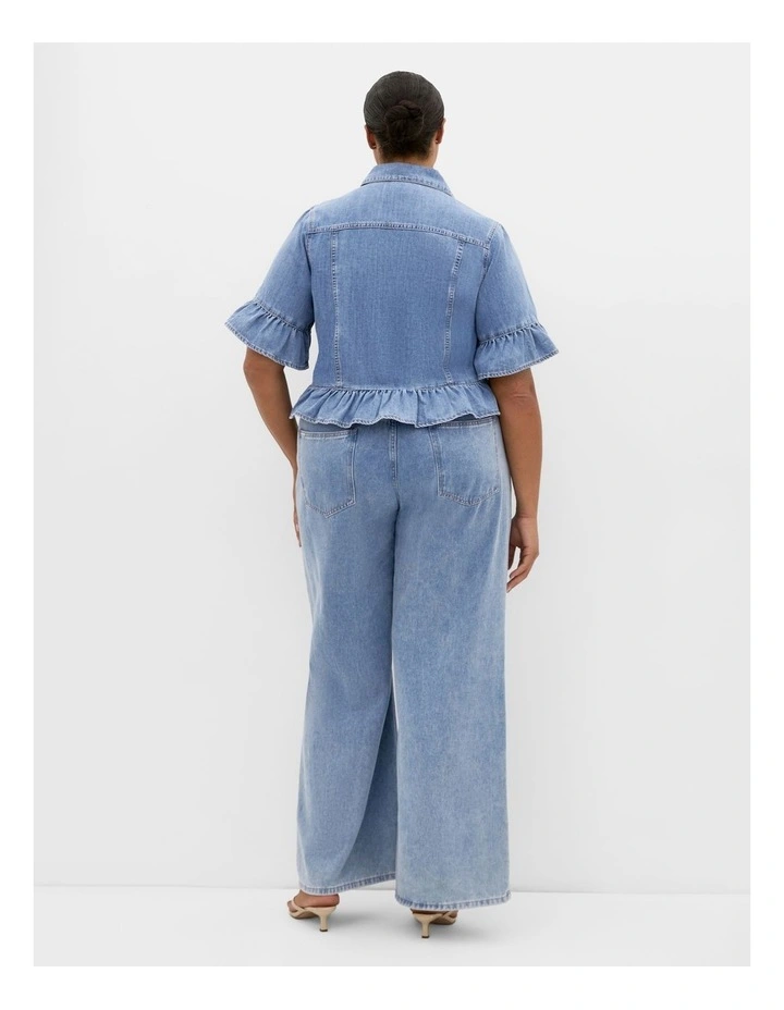 Florence Frill Denim Jacket in Light Wash image 2