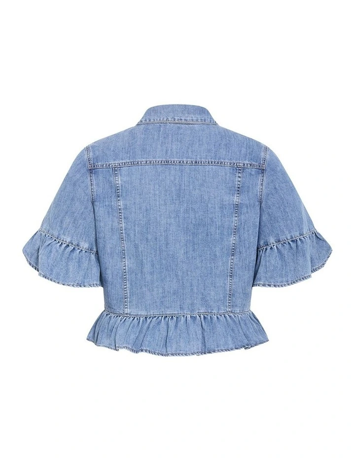 Florence Frill Denim Jacket in Light Wash image 4