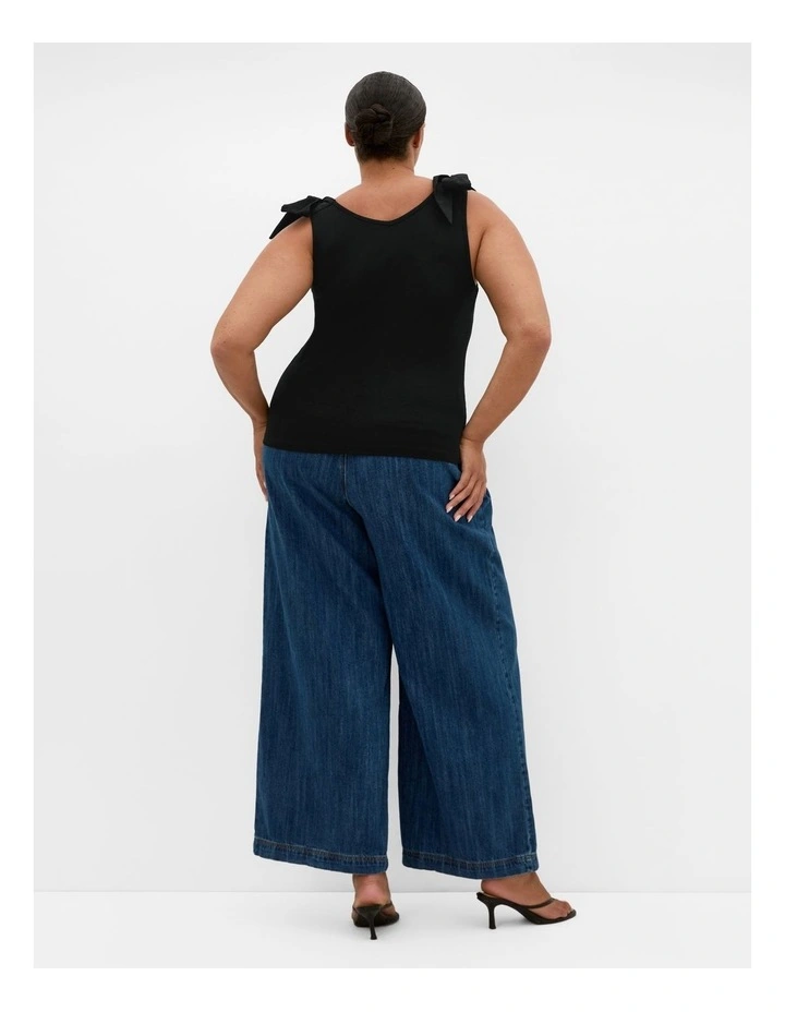 Emma Bow Rib Tank in Black image 2