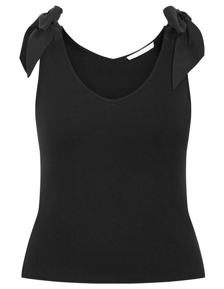 Emma Bow Rib Tank in Black image 3