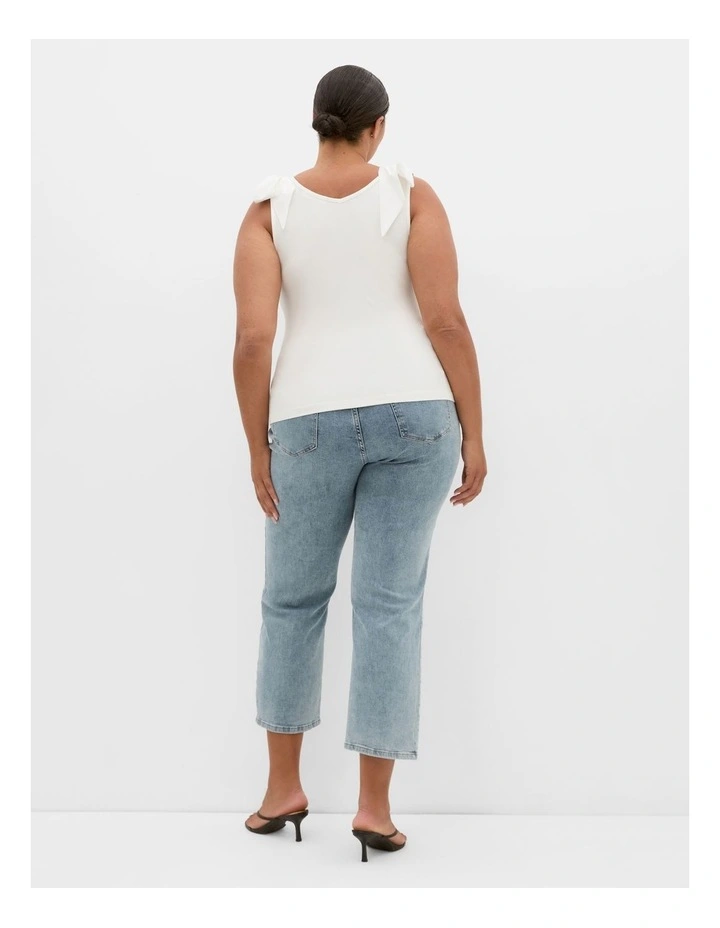 Emma Bow Rib Tank in Ivory image 2