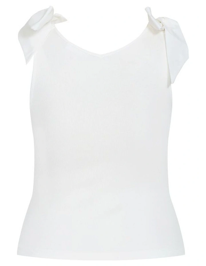 Emma Bow Rib Tank in Ivory image 4
