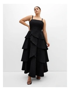 Elizabeth Tiered Frill Maxi Dress in Black