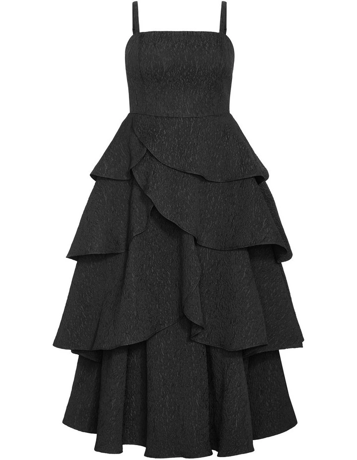 Elizabeth Tiered Frill Maxi Dress in Black image 3