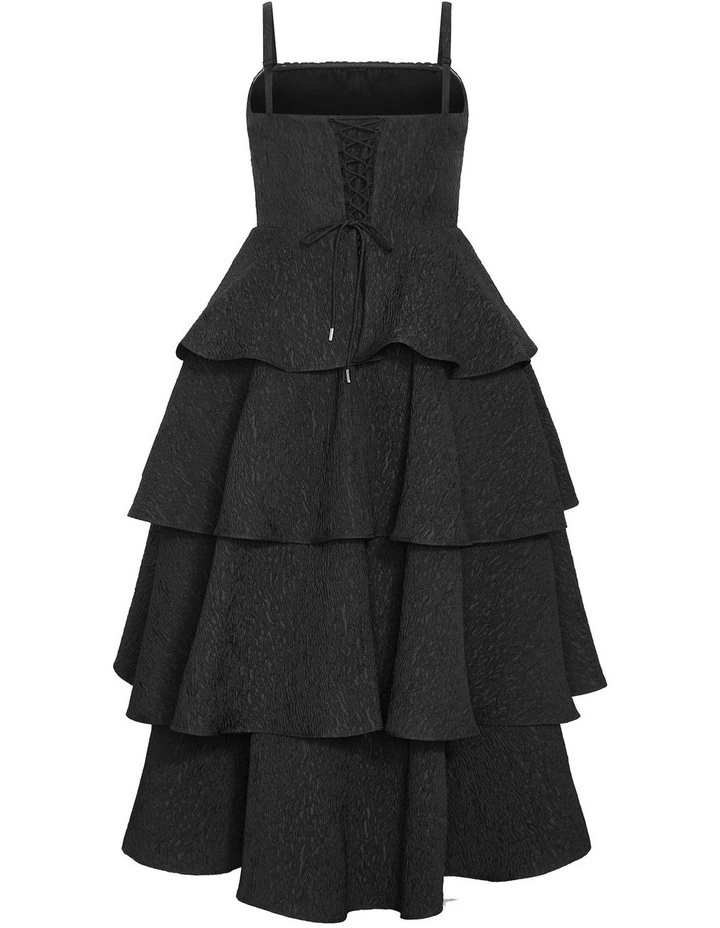 Elizabeth Tiered Frill Maxi Dress in Black image 4