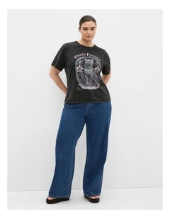 Wild Beauty Tee in Black Acid Wash