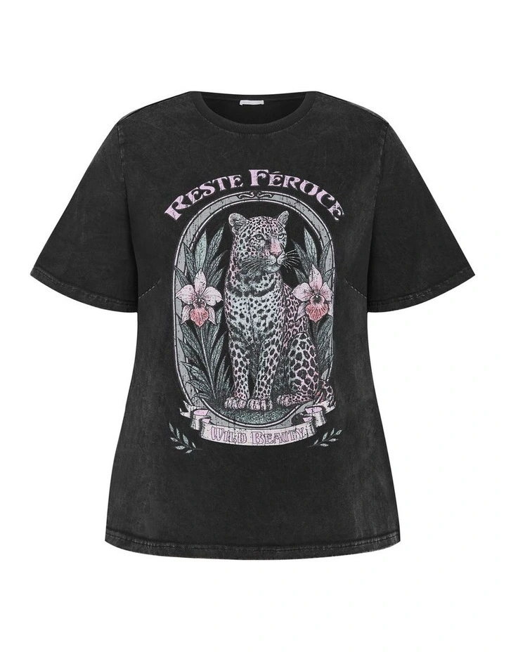 Wild Beauty Tee in Black Acid Wash image 3