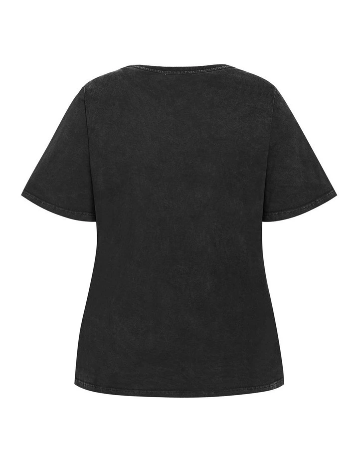 Wild Beauty Tee in Black Acid Wash image 4