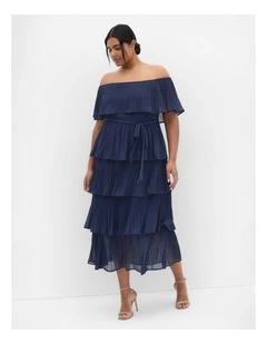 Night Garden Print Midi Dress in Navy