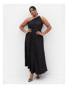 Kamila One Shoulder Metallic Dress in Black