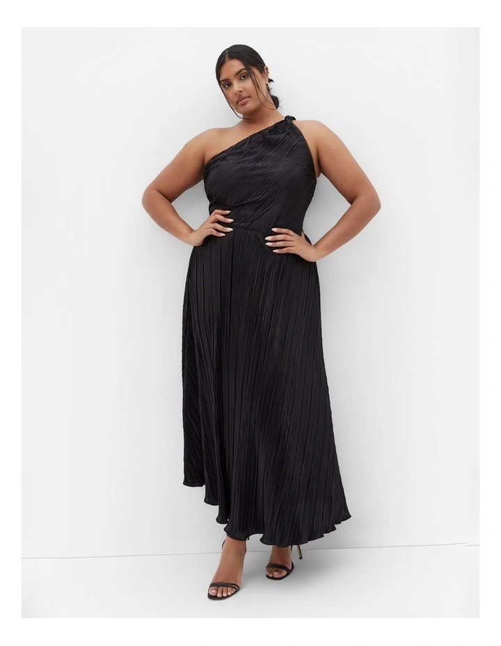 Kamila One Shoulder Metallic Dress in Black image 1