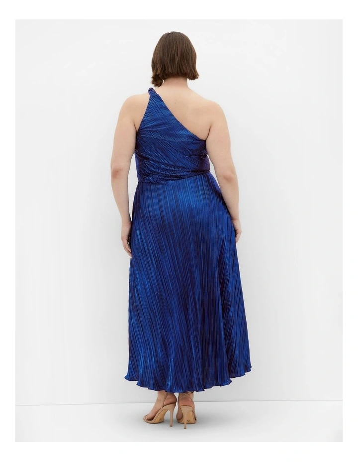 Kamila One Shoulder Metallic Dress in Navy image 2
