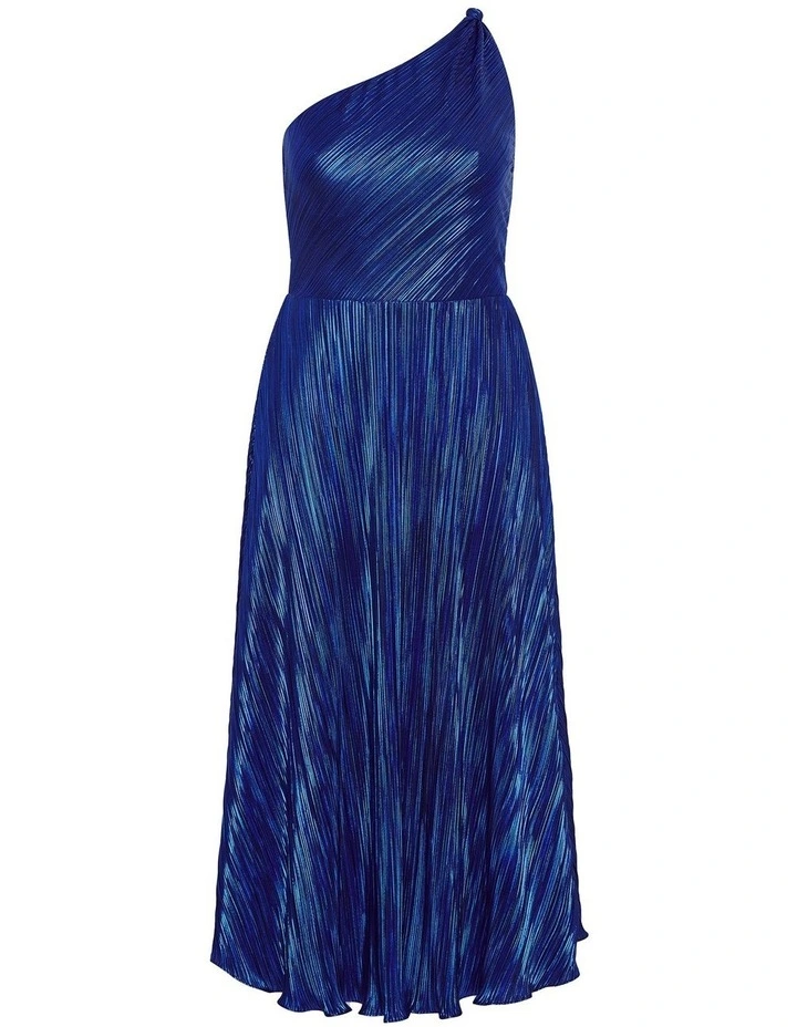 Kamila One Shoulder Metallic Dress in Navy image 3