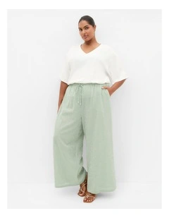 Gingham Wide Leg Pant in Soft Sage