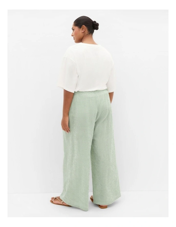 Gingham Wide Leg Pant in Soft Sage image 2