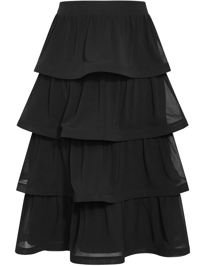 Bianka Tiered Skirt in Black image 3