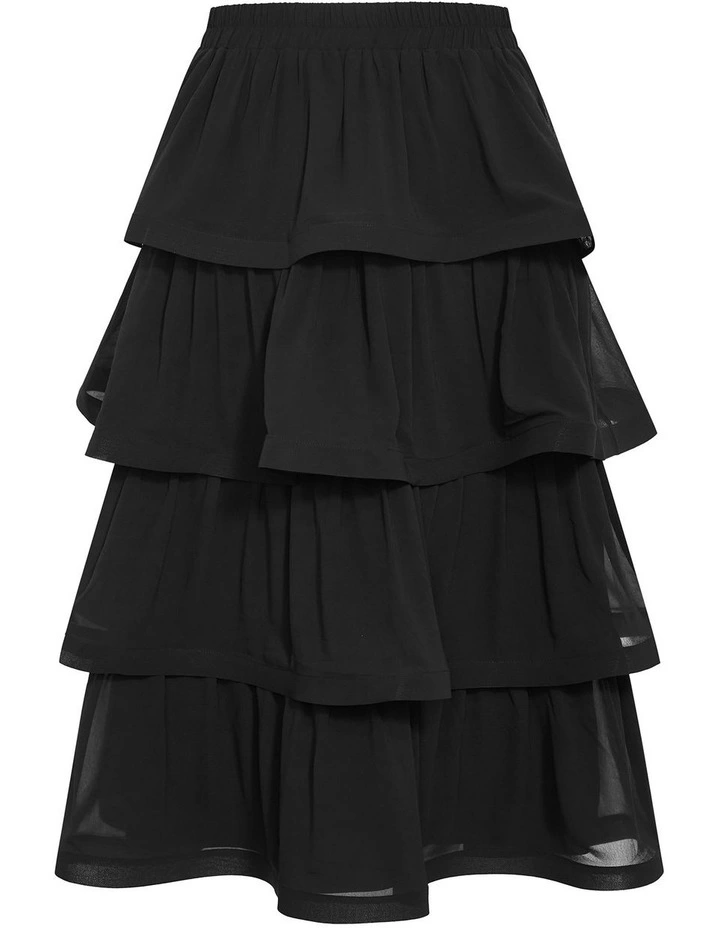 Bianka Tiered Skirt in Black image 4